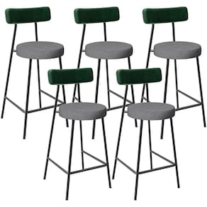 Kit 05 Banquetas Baixa Cozinha E Sala Jantar Bancada Milão L02 Facto Verde Cinza Escuro -LyamDecor