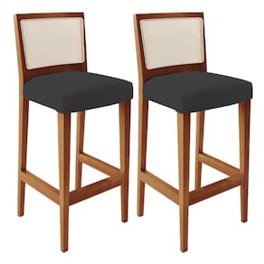 Kit 02 Banquetas Alta Cozinha Zion L02 Suede Preto