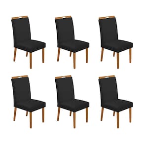 Kit 6 Cadeiras de Jantar Madeira Maciça Cerejeira Premium Heloísa Veludo Preto