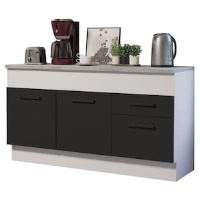 Balcão De Pia 150 Cm 2 Portas E 2 Gavetas Branco/Preto