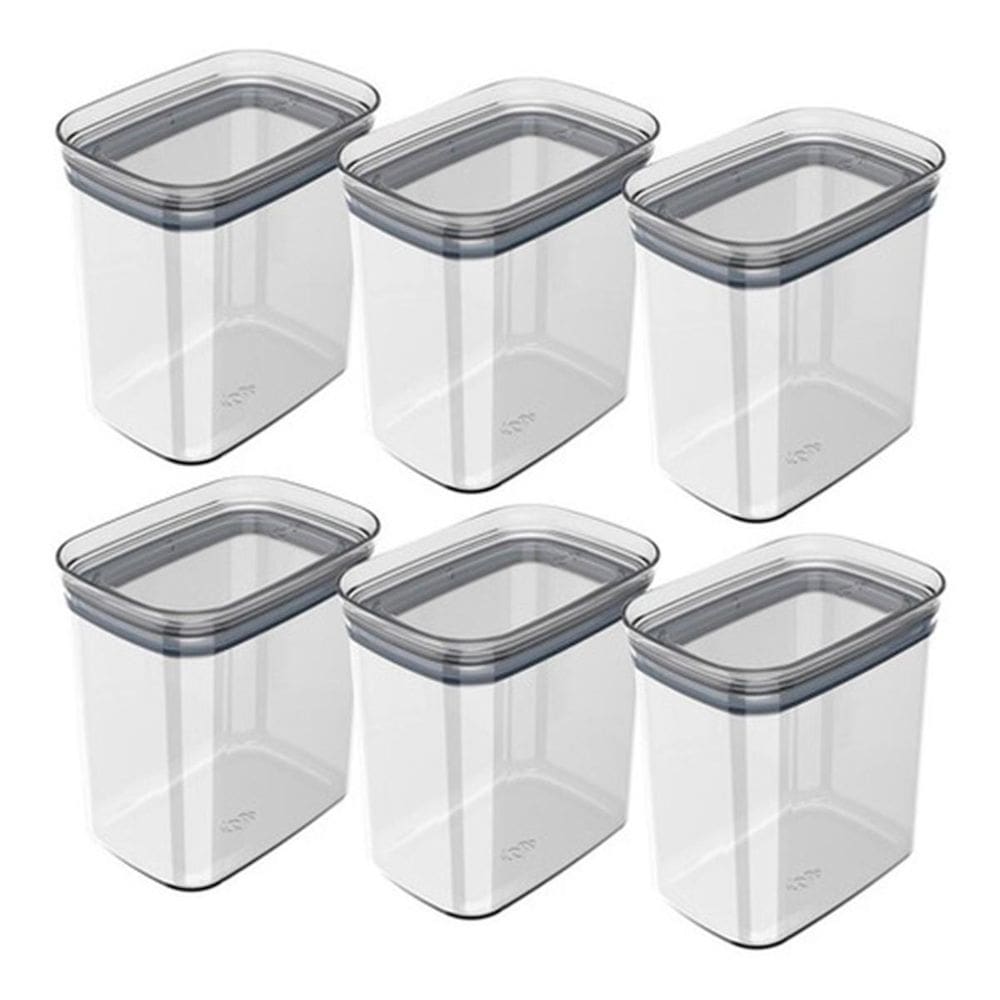 Kit 6 Potes Herméticos Retangulares Médios Alimento Cozinha