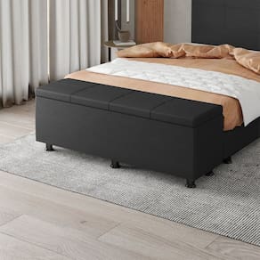 Baú Sapateira Estofada Casal 140 cm Marte Corino SkyBox