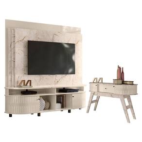 Estante Home Theater Daytona com Aparador Estoril Calacata Off White - Madetec