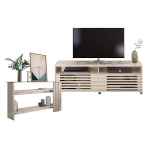 Rack Bancada com Aparador Frizz Cross Calacata Off White - Madetec