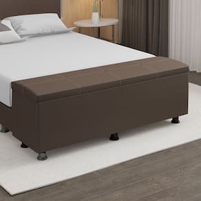 Baú Sapateira Estofada Queen Size 160 cm Terra Corino SkyBox