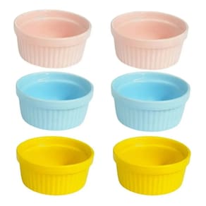 Kit 6 Ramekin Cerâmica Colorido 50ml Molheira Potinho