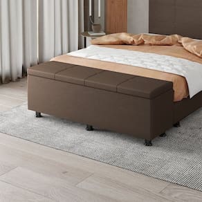 Baú Sapateira Estofada Queen Size Marte Corino SkyBox