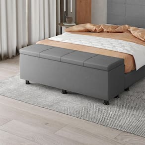 Baú Sapateira Estofada Queen Size Marte Corino SkyBox