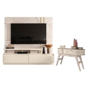Estante Home Theater New Apolo com Aparador Estoril Calacata Off White - Madetec