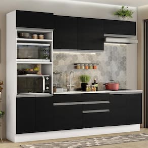 Armário De Cozinha 270cm Branco/Preto 13 Branco/Preto