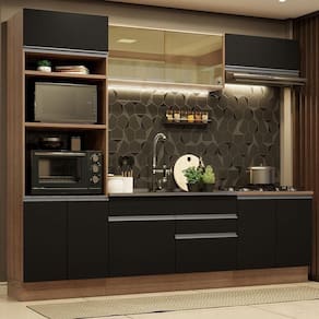 Cozinha Completa 270010 Com Armário E Balcão Rustic/Preto