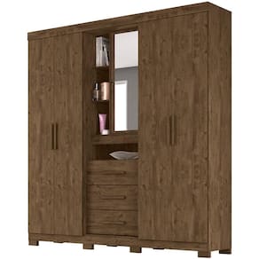 Guarda Roupa Casal 5 Portas 9073 Castanho Wood Moval Castanho Wood