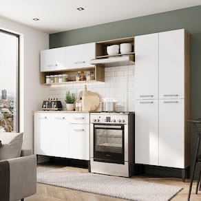 Cozinha Compacta Arizona Classic Carvalho Com Branco Carraro