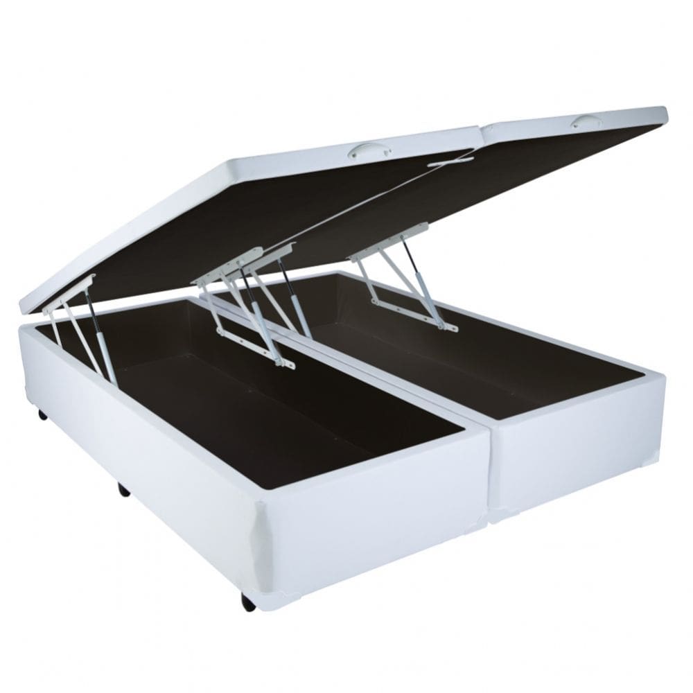 Cama Box Queen Size com Baú Sonnoforte Corino Branco - 158x198