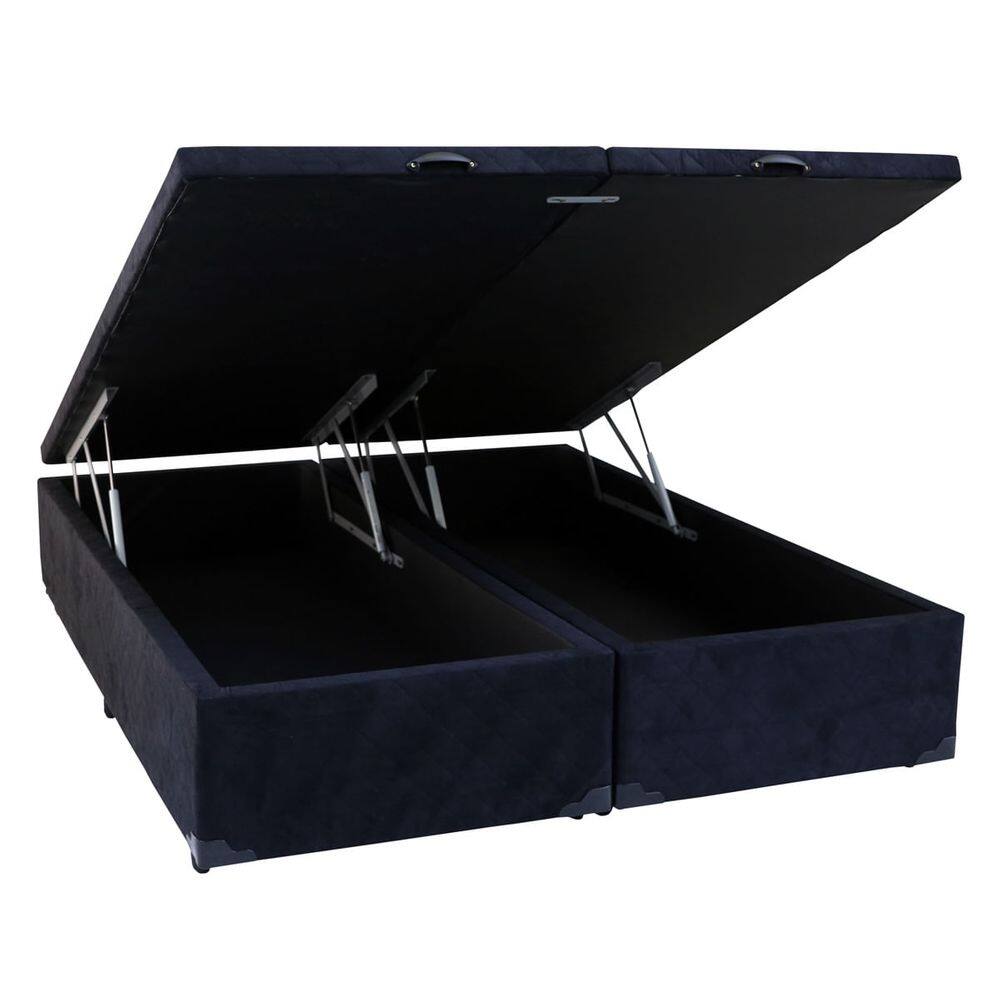 Cama Box Baú King Size Sonnoforte Luxo Suede Preto - 193x203