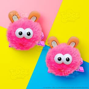 Kit 2 Monstrinhos Bolinha de Pelúcia Pequeno Presilha Cabelo Maluco Bichinho Olhos Grandes Fofo Engraçado Pink