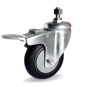 Rodizio gir. Espiga 5 Pol. c/ Freio Roda Pvc c/ Rolamento