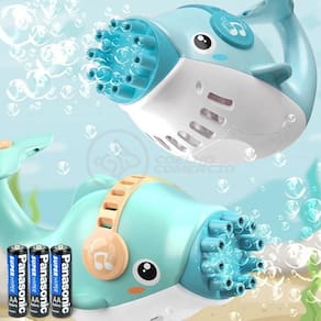Kit 1 Golfinho Bolha Sabão Criança Infantil+ 3 Pilha Azul 1