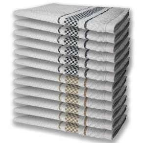 12 Panos De Prato Atoalhado Felpudo Premium 6 Preto 6 Marrom