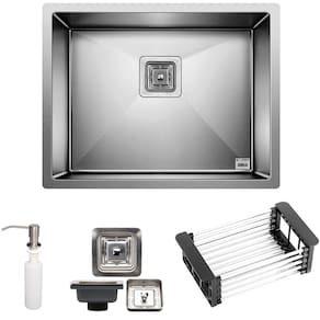 Cuba Quadrada Inox 304 Cozinha Pia Embutir Sobrepor Gourmet 55x45 Premium Com Acessórios