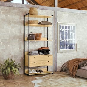 Closet Industrial Estante 2 Gavetas 5 Prateleiras Pinus - Olivar Móveis