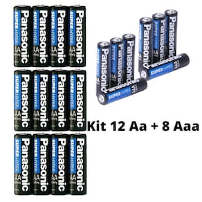 Kit pilha panasonic aa 12 un + aaa 8 un comum