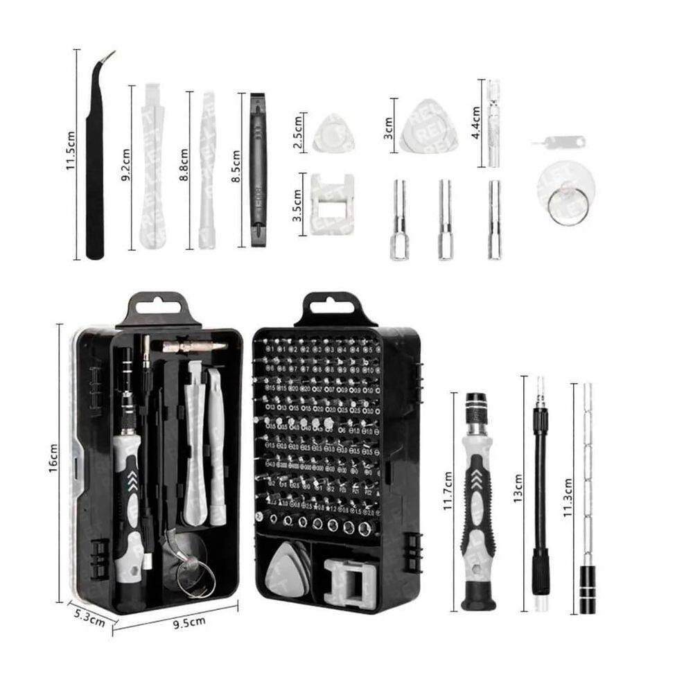 Kit Profissional Reparo Precisão - Conjunto Chaves 115 Em 1