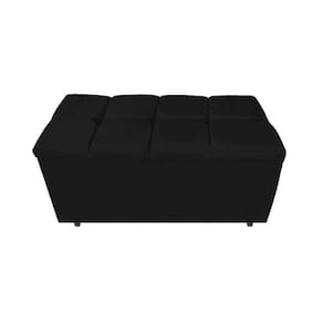 Calçadeira Estofada Manchester 90cm Solteiro Corano Preto