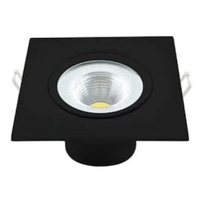 Kit 3 Spot Led 5w Quadrado Embutir Branco Frio 9x9cm Preto