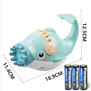 Kit 1 Golfinho Bolha Sabão Criança Infantil+ 3 Pilha Azul 8