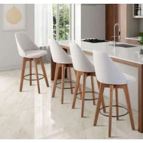 Kit 10 Banquetas Bege Claro E Almofada Suede Cinza