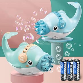 Kit 1 Golfinho Bolha Sabão Criança Infantil+ 3 Pilha Azul 10