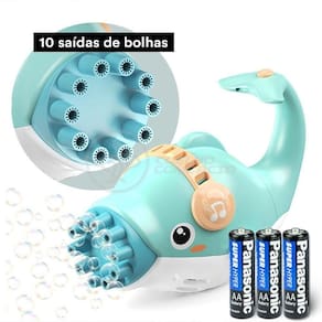 Kit 1 Golfinho Bolha Sabão Criança Infantil+ 3 Pilha Azul 9