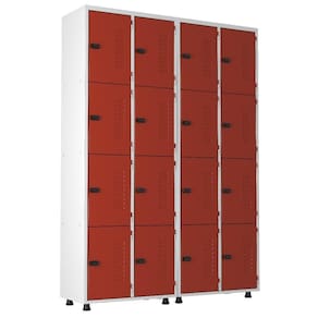 Armário Roupeiro Aço 16 Portas Trinco Vermelho