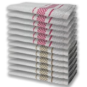 12 Panos De Prato Atoalhado Felpudo 6 Rosa 6 Marrom