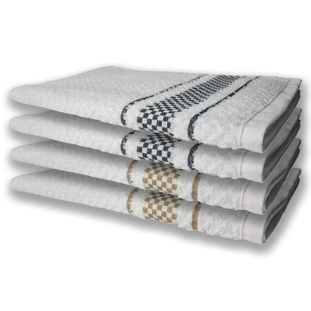 4 Panos De Prato Atoalhado Felpudo Premium Preto+Marrom