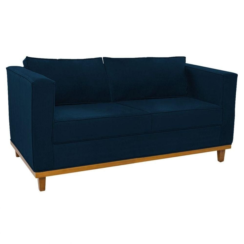 Sofá 2 Lugares Europa Suede Azul Marinho