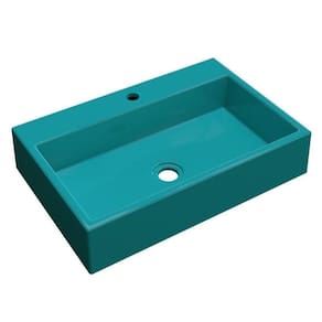 Cuba Pia De Apoio Para Banheiro Retangular Florenza Rt55 Azul Turquesa C08