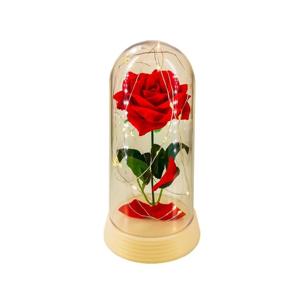 Luminária a bela e a fera a rosa encantada presente de natal