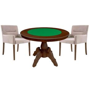 Mesa de Jogos Redonda Montreal com 2 Cadeiras Nude