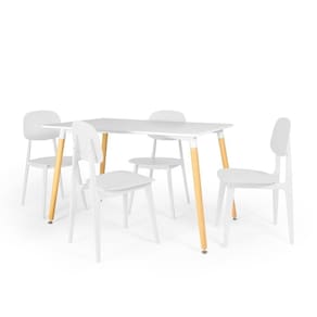 Conjunto Mesa De Jantar Retangular Eiffel Branca 120x80cm Com 4 Cadeiras Itália - Branco