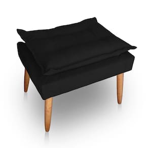 Puff Para Sala E Quarto Madeira Decorativo Opala Suede Cor Preto