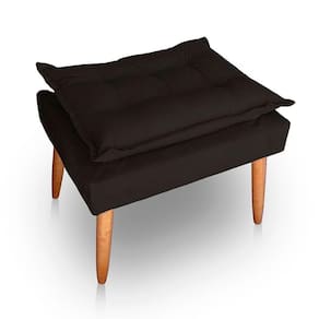 Puff Para Sala E Quarto Madeira Decorativo Opala Suede Cor Marrom