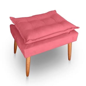 Puff Para Sala E Quarto Madeira Decorativo Opala Suede Cor Rosa