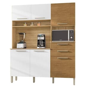 Armário De Cozinha Compacta 160cm Montreal K02 Freijó/gris/ripado - Mpozenato