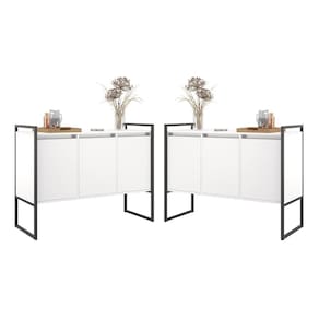 Armario Industrial 3 Portas Branco Conjunto 2 Peças