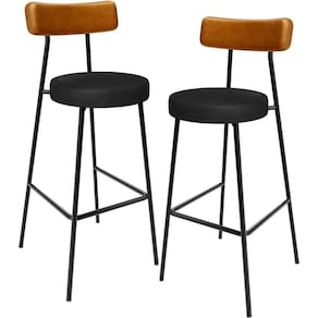 Kit 02 Banquetas Alta Bar Cozinha Sala De Jantar Milão L02 Couríssimo Whisky Preto