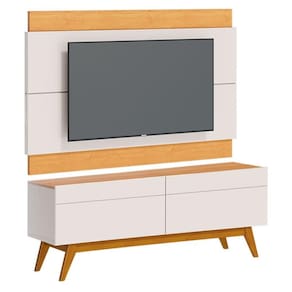 Rack Bancada 2 Gavetas e Painel para Tv Classic 1.4 Off White Nature - Imcal