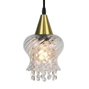 Lustre Pendente Taschibra Cristal Aisha Rigato E27 Transparente Bivolt Ouro