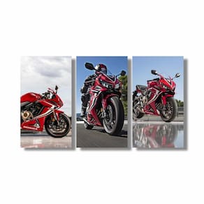 Quadro Decorativo Cbr 650 Vermelha Corrida Rodas Motocicleta